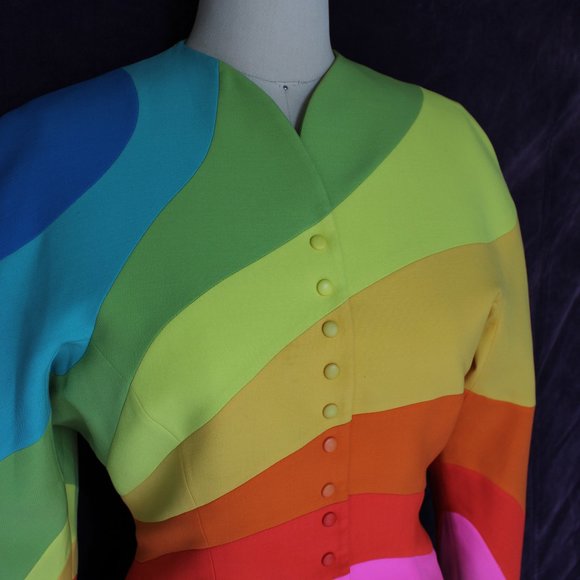 THIERRY MUGLER dress blazer jacket rainbow 42 - Picture 3 of 10